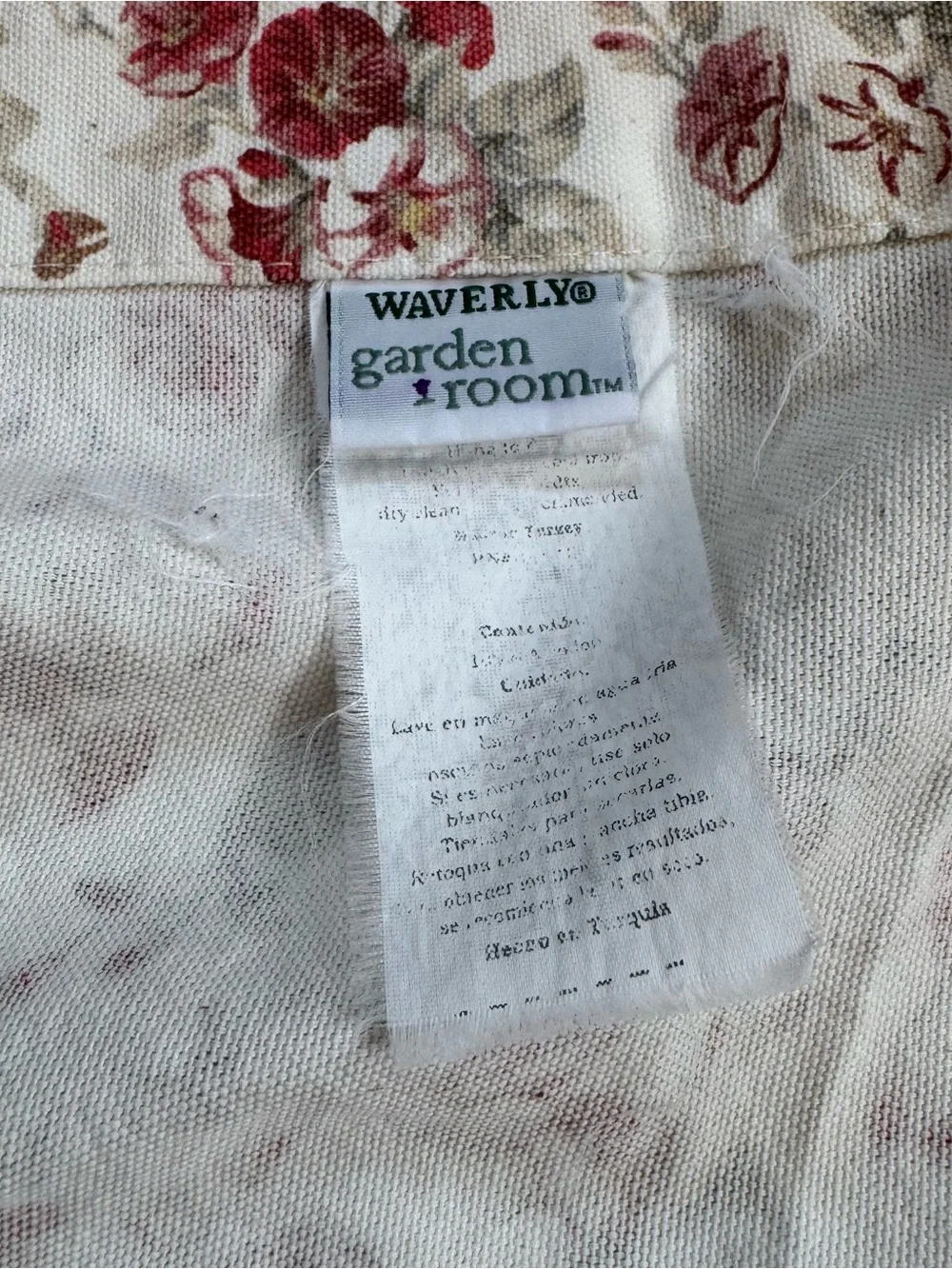 Waverly Garden Room Fairhaven Valance Red Ivory Floral & Gingham 56